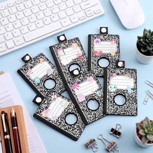 Gueevin 6 Pack Teacher Alarm ID Badge Holder, Composition Notebook - style: Composition Notebook