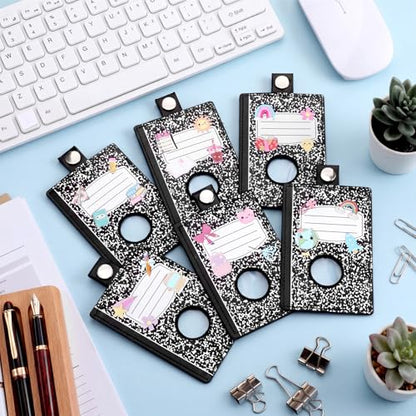 Gueevin 6 Pack Teacher Alarm ID Badge Holder, Composition Notebook - style: Composition Notebook