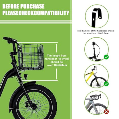 Front Bike Basket, Folding Removable Adjustable Bike Basket