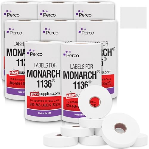 Pricing Labels for Monarch 1136 White - 112,000 Labels w/ 64 Rolls Value Pack, 8 Sleeves - Made in USA - color: White, size: 8 Sleeves