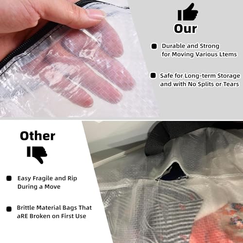 6 Pack Clear Storage Bags with Zipper and Handles, Blanket Bags For Closet Storage, Moving and Packing Supplies for College, Underbed Storage Organizer for Clothes Pillow Bedding Christmas Wreath - style: 6 Middle zipper
