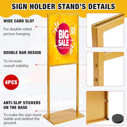 Blulu 4 Pcs Sign Stand Holder for Wedding, 19.6"x 27.5", Gold - color: Gold
