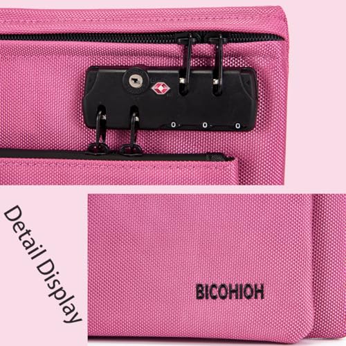 Money Bag with Lock, Double layer Cash Bag, Notary Supplies, Valuable Storage Bag,Lock Bag travel safe - color: Pink