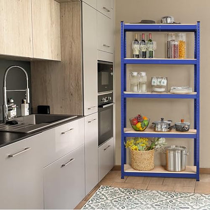 Topeakmart 5 Tier Metal Storage Shelving Unit, 35.5x12x71 Inch Blue - color: Blue, size: 35.5 x 12 x 71 Inch