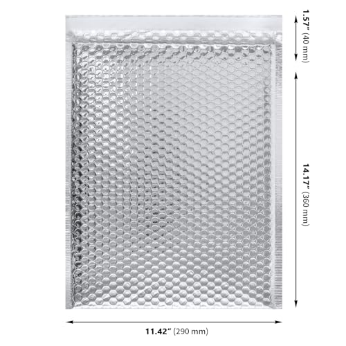 30 PCS 11.4 x 14 Inch Bubble Mailers, Silver Padded Mailing Envelopes, Practical Self Seal Aluminum Film Shipping Envelopes for Packing, Mailing - color: Silver