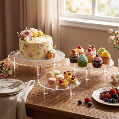 Lineshading 3 Pcs Scalloped Acrylic Display Riser Clear 8'', 10'', 12'' - size: 8'',10'',12'', style: Scalloped