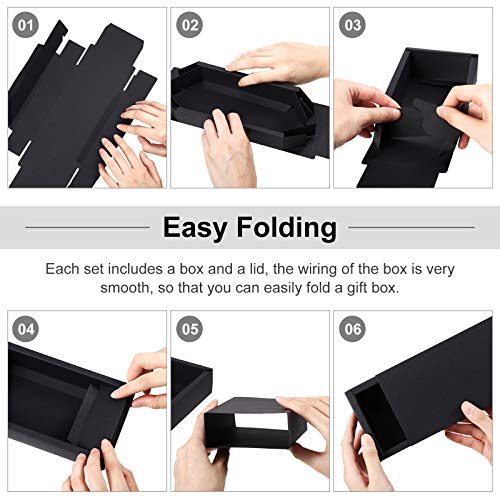 Zonon 30 Pieces Kraft Paper Drawer Box Small Crafts Cardboard Box,Black - color: Black