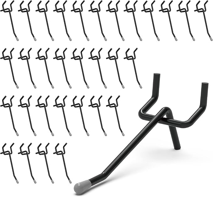HUHOLE 50 Pack 2 Inch Black Pegboard Hooks Metal Hangers - color: Black, size: 2 Inch