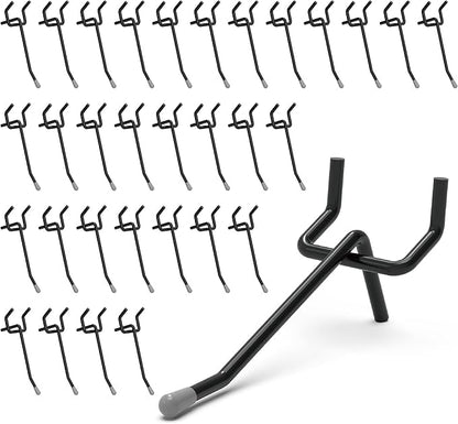 HUHOLE 50 Pack 2 Inch Black Pegboard Hooks Metal Hangers - color: Black, size: 2 Inch