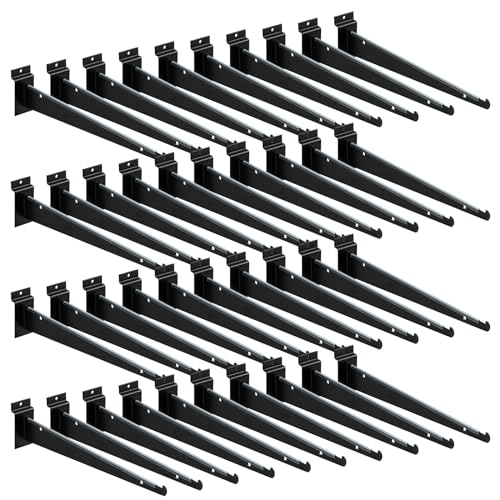 MUZIK 36Pcs 12" Slat Wall Hooks with Lip, Heavy Duty Slatwall Shelf Bracket - size: 36Pcs