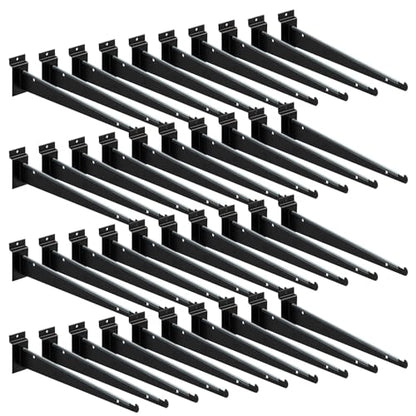 MUZIK 36Pcs 12" Slat Wall Hooks with Lip, Heavy Duty Slatwall Shelf Bracket - size: 36Pcs