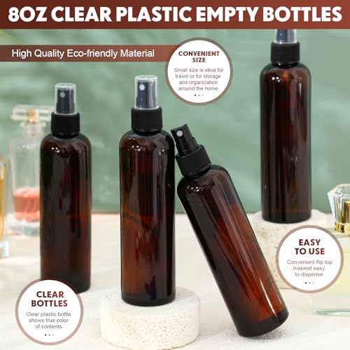 Eccliy 32 Pcs 8 oz Spray Bottles Fine Mist, Amber, Clear - color: Amber, style: Clear