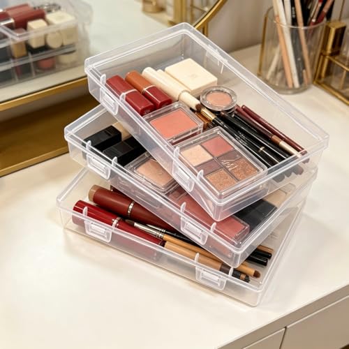 6 Pieces Rectangular Empty Mini Clear Plastic Organizer Box - size: 155 x 92 x 30 mm