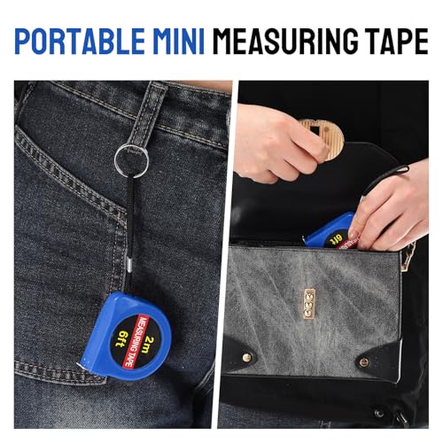 Copkim 50 Pcs 6 ft Mini Tape Measure Retractable Bulk,Blue - color: Blue