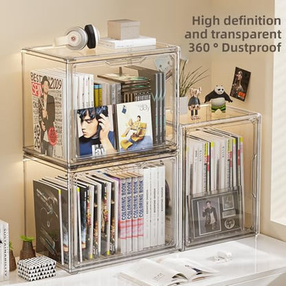 Clear Acrylic Display Case with Removable Cover - Stackable Dustproof Shelf Organizer for Funko Pop, Action Figures, Collectibles, Books, Cosmetics & Miniatures (clear,Medium (27 * 22 * 18)) - size: Medium (27 * 22 * 18)