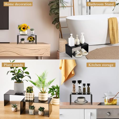 RattanView 2 Pcs 12 Inch Large Acrylic Shelf Riser, 5mm Thick, Black - color: Black, size: 12 Inch, 5 mm