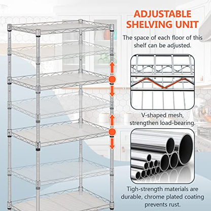 FDW | 4-Tier Wire Shelf | 18" x 12" x 44" | Chrome - color: Chrome, size: 18×12×44