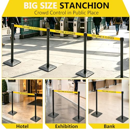 4 Pack Crowd Control Stanchions with 10FT “This Line is Closed” Belt - color: THIS LINE IS CLOSED BELT