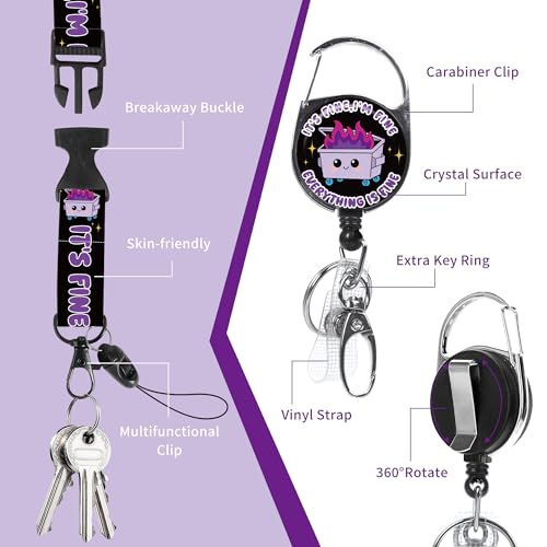 Dumpster Fire Lanyard with ID Badge Holder and Retractable Badge Reel - color: Dumpster Fire Purple