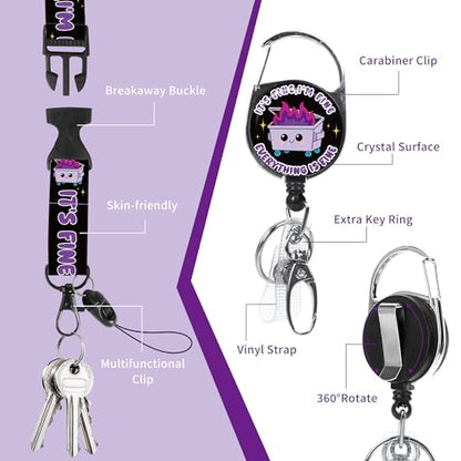 Dumpster Fire Lanyard with ID Badge Holder and Retractable Badge Reel - color: Dumpster Fire Purple