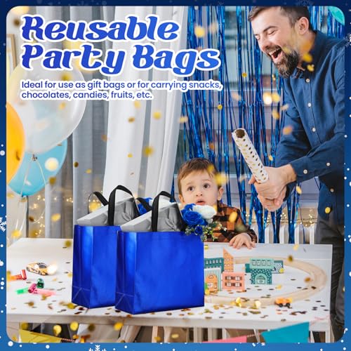 Eccliy 80 Pcs Reusable Gift Bags, Large, Blue - color: Blue, size: Large