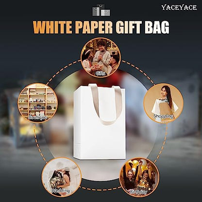White Gift Bags with Handles, 20Pcs 5.25"x3.75"x8" Small - color: White, size: 1 Count (Pack of 20)