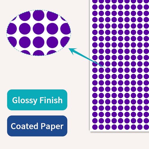 1/4" Purple Dot Stickers Small Tiny Mini Little Circle Stickers - color: Purple, size: 1/4 INCH