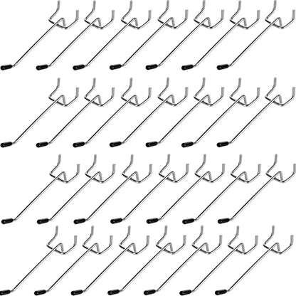 SENENQU 100PCS 4 Inch Pegboard Hooks Peg Board Hooks Accessories Fit 1/8” and 1/4” Peg Board with Rubber Tipped, Metal Pegboard Hooks for Garage, Office, Kitchen, Store