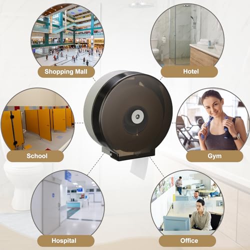 Layhit 6 Pack Toilet Paper Holder Wall Mount, Toilet Paper Towel Dispenser, Commercial 9" Jumbo Plastic Tissue Dispenser with Key Wall Lock for Bathroom, Office, Restaurants