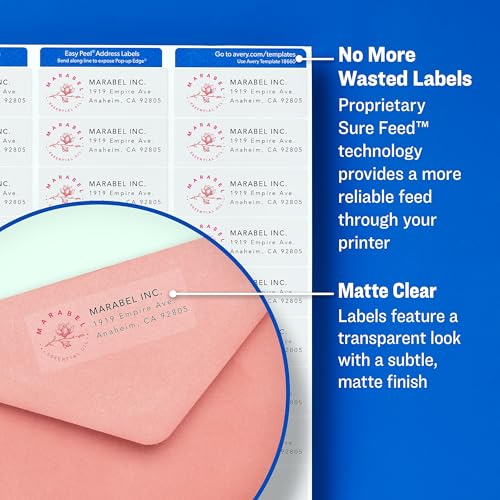Matte Clear Easy Peel Address Labels, 1 x 2 5/8, 750/Pack