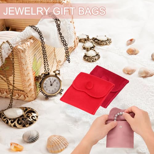 PATIKIL Velvet Jewelry Pouches, 6 Pcs Jewelry Packaging Gift Bags with Snap Button for Bracelet Rings Watch Necklace, (3"x3"/4"x4"/4"x5") White - color: White, size: (3"x3"/4"x4"/4"x5")