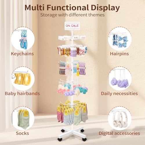 Flenpptly Retail Display Stand, 5-Tier Rotating Display Rack, White - color: White