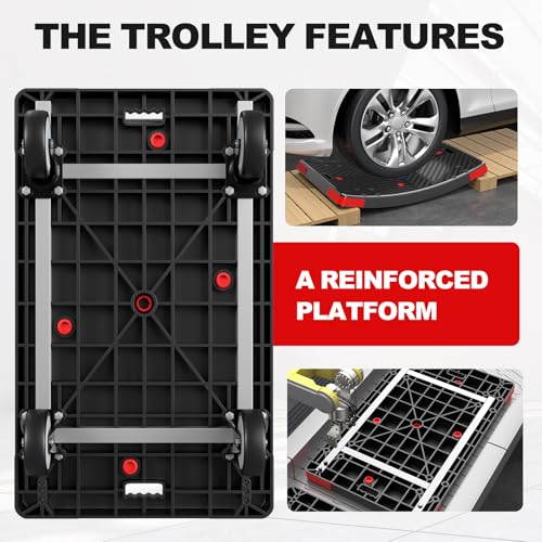 Heavy Duty Foldable Push Cart, 35.4"x23.6" Platform