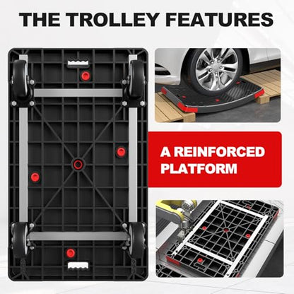 Heavy Duty Foldable Push Cart, 35.4"x23.6" Platform