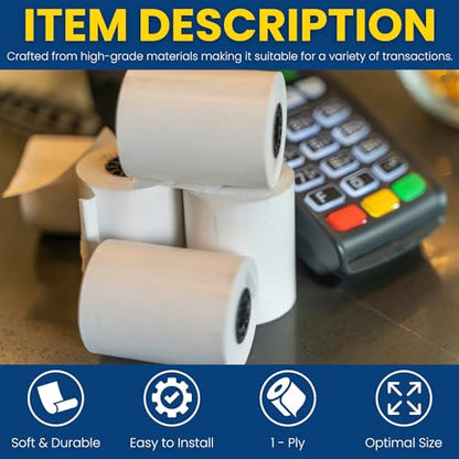 1InTheOffice Cash Register and Point of Service Printer Paper 3 Inch X 128 Foot, 10 Rolls