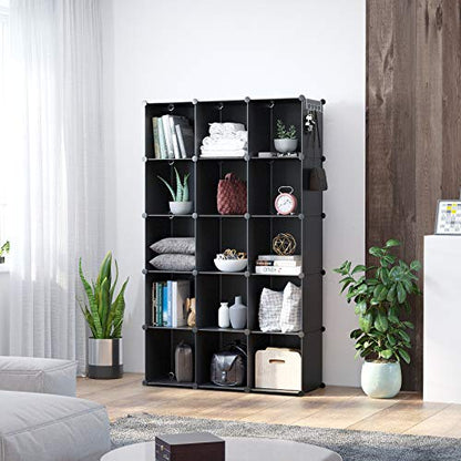 C&AHOME 16 Cube Storage Organizer Cube Shelves Units Storage Cubes, Black - color: Black