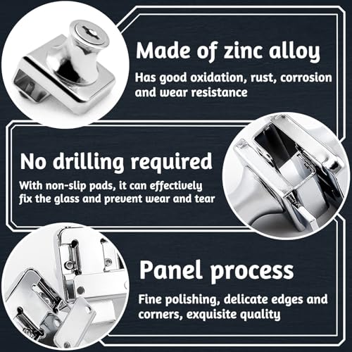 2 Pack Glass Cabinet Lock Single Glass Door Locks Display Cabinet Replacement Locks for 5-8mm Glass Door Separate Key Without Drilling, Zinc Alloy (with 4 Keys)