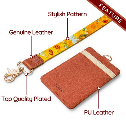 ID Badge Holder Gift with Cute Neck Lanyard Strap, 2 Card Slots and 1 Clear ID Window, for Women and Men - color: Fashion Floral-3