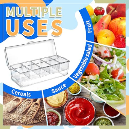 Ice Chilled Condiment Caddy, Condiment Containers with Lids,Serving Tray