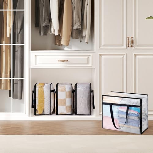 Lifewit 6 Pack Clear Storage Bags, 45L Clothes Organizer with Zipper