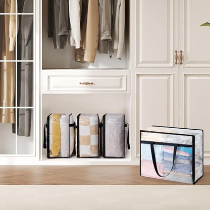 Lifewit 6 Pack Clear Storage Bags, 45L Clothes Organizer with Zipper