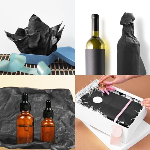 120 Sheets Black Tissue Paper for Gift Bag Wrapping,14 x 20 Inch - color: Black