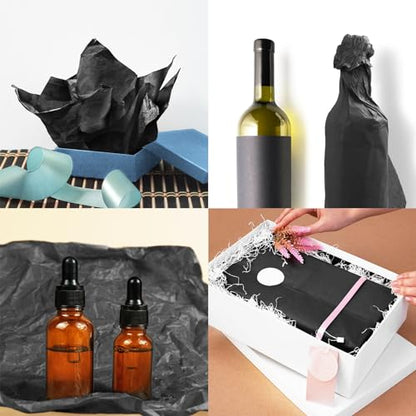 120 Sheets Black Tissue Paper for Gift Bag Wrapping,14 x 20 Inch - color: Black