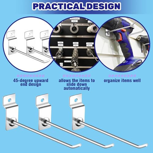 40Pcs Slatwall Panel Hooks Bulk Set, Metal Pegboard Organizer Slat Wall Hanging Display Hanger Hooks for Gridwall Garage Shop Retail (6 Inches/15 CM) - size: 6 Inches/15 CM
