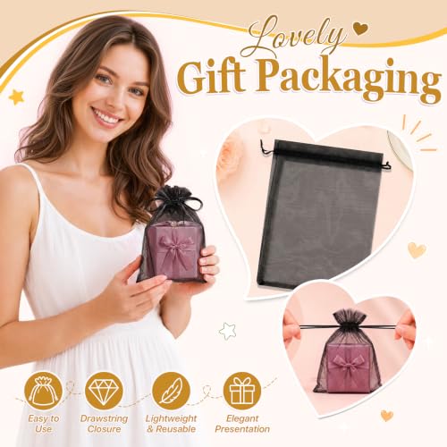 ANZNKU 100PCS Organza Bags 6x9, Black Small Mesh Gift Bags Drawstring Bulk - color: Black