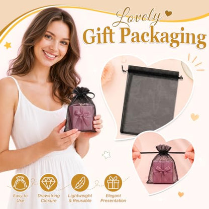 ANZNKU 100PCS Organza Bags 6x9, Black Small Mesh Gift Bags Drawstring Bulk - color: Black