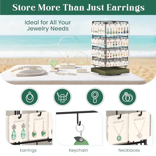 EsLuker.ly Rotating Earring Display Holder Stand for Vendors Selling, Rustic Gray - color: Rustic Gray+Black