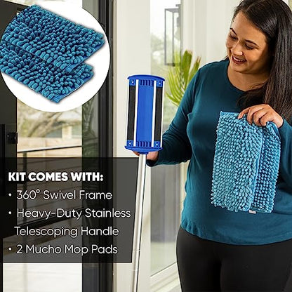 10" Mucho Microfiber Mop System - Mops for Floor Cleaning - Hardwood Floor Mop for Tile, Laminate, Wood, Vinyl Floors | Washable Pads | Dry & Wet Mopping - Microfiber Wholesale - size: 10" Kit