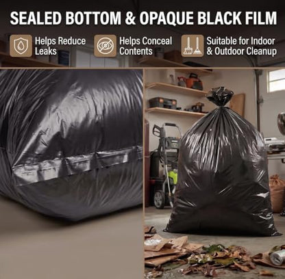 6 Mil Heavy Duty Contractor Trash Bags, 50/55/60 Gallon, Black, 20 Pack - color: Black-6 Mil