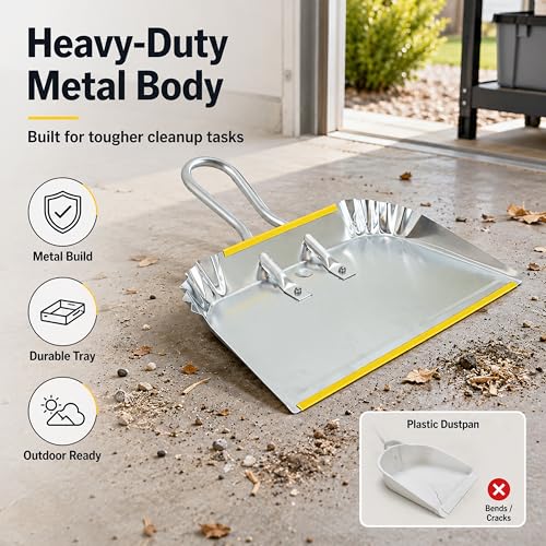 3-Pack 17" Heavy Duty Metal Dust Pans - size: 3 Count (Pack of 1)